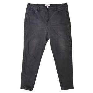 Lane Bryant Jeans Super Stretch Skinny‎ Mid-Rise Faded Black Distressed Size 20